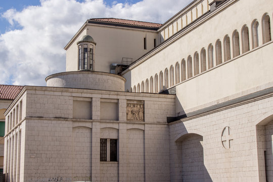 View of Cathedral of Santa Maria de Episcopio, church in Benevento, in a sun day