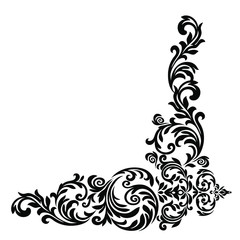 Vintage baroque ornament retro pattern antique style acanthus on a black background. Decoration for cards and wedding invitations.