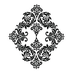 Vintage baroque ornament retro pattern antique style acanthus on a black background. Decoration for cards and wedding invitations.