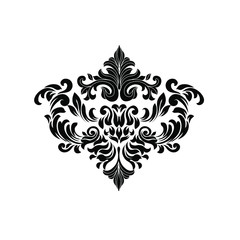 Vintage baroque ornament retro pattern antique style acanthus on a black background. Decoration for cards and wedding invitations.