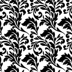 Vintage baroque ornament retro pattern antique style acanthus on a black background. Decoration for cards and wedding invitations.