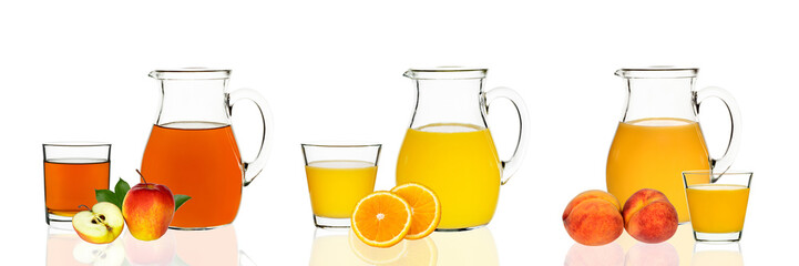 Collage of fruit juices