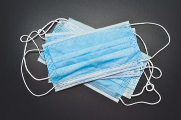 Medical masks. Coronavirus protection concept. One of the ways to reduce the spread of virus. Prevention the spread of COVID-19. Air pollution and virus protection.