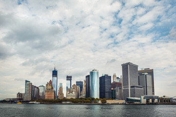 Fototapeta na wymiar Manhattan skyline from the river river. USA