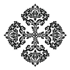 Vintage baroque ornament retro pattern antique style acanthus on a black background. Decoration for cards and wedding invitations.