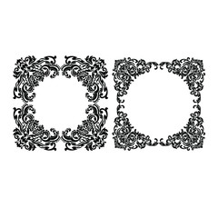 Vintage baroque ornament retro pattern antique style acanthus on a black background. Decoration for cards and wedding invitations.