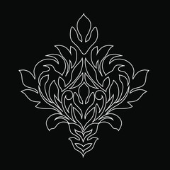 Vintage baroque ornament retro pattern antique style acanthus on a black background. Decoration for cards and wedding invitations.