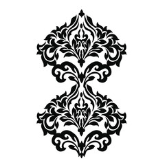 Vintage baroque ornament retro pattern antique style acanthus on a black background. Decoration for cards and wedding invitations.