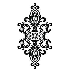 Vintage baroque ornament retro pattern antique style acanthus on a black background. Decoration for cards and wedding invitations.