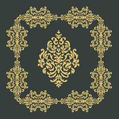 Vintage baroque ornament retro pattern antique style acanthus on a black background. Decoration for cards and wedding invitations.