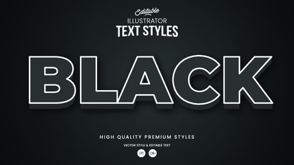 Black modern  text effect editable graphic style