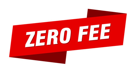 zero fee banner template. zero fee ribbon label sign