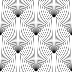 Art Deco Pattern. Fanning seamless black and white background