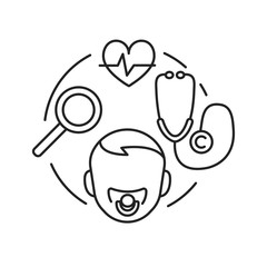 Neopatology black line icon. Pediatric health care sign. Newborn care. Pictogram for web page, mobile app, promo. UI UX GUI design element.