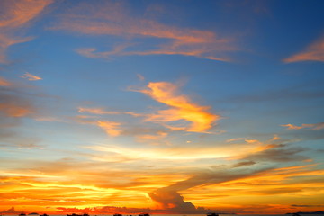 The sky of tropical Asia in the evening