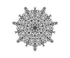 coloring book. abstract symmetrical black mandala pattern on a white background
