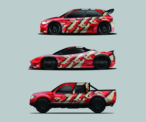 Fototapeta premium Car decal graphic wrap vector pack, abstract background