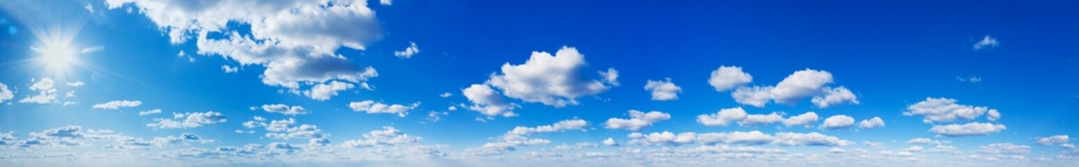 Obraz premium Panorama Blue sky and white clouds. Bfluffy cloud in the blue sky background