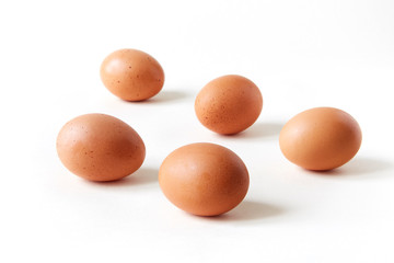 five eggs on white Infinity cove background