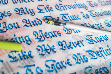 fraktur calligraphy on tracing paper