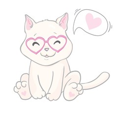 Cute cat vector design.Children illustration for School books and more.Meow slogan. Animal print.