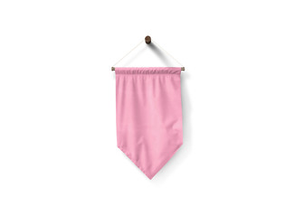 Rose/Pink chevron pennant flag mockup isolated on white background