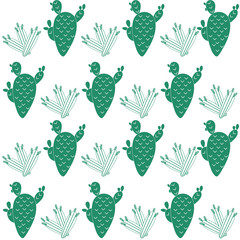 Set of seamless pattern with cactus, succulents and floral elements. Vintage vector botanical illustration. Background ready for printing on textile and other seamless design