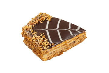 Tasty esterhazy cake isolated on white.