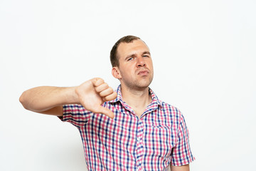 Fototapeta premium man showing a thumb down gesture