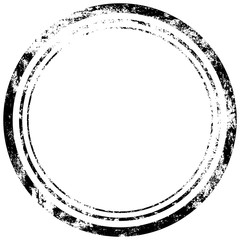 Shabby circle frame. Black white pattern. Grunge template. Distressed print texture.