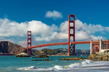 Golden Gate Bridge at sunset, San Francisco, California.
