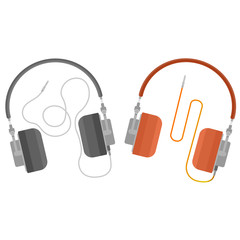 Accessory, earphone. Concept for listening to music, service, communication and operator. Vector Illustration