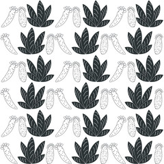 Set of seamless pattern with cactus, succulents and floral elements. Vintage vector botanical illustration. Background ready for printing on textile and other seamless design