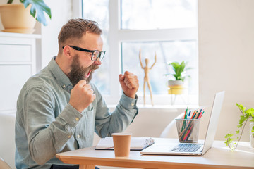 Success and goal achievement concept. Work from home.