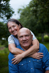 Fototapeta premium Russian pensioners in village.