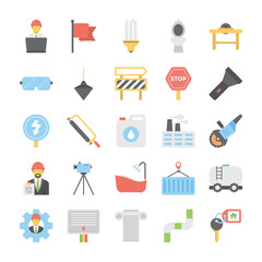  Flat Icons Industrial and Construction 