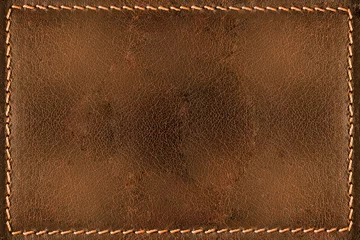Deurstickers Cognac leather background with seams © KariDesign