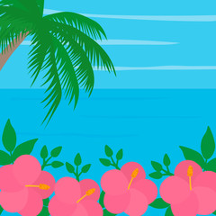 Fototapeta na wymiar Beach sea palm vector image landscape