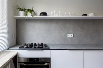 Fotobehang Stylish kitchen with gray countertop © Dariusz Jarzabek