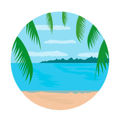 Fototapeta na wymiar Beach sea palm vector image landscape