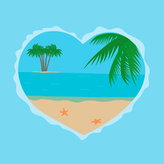 Beach sea palm vector image landscape