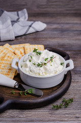 Traditional soft cheese with thyme