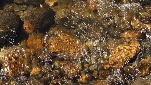 Slow motion of water in a pond