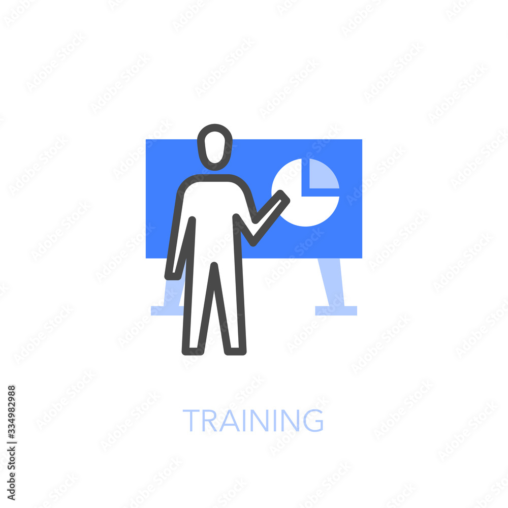 Poster Training or presentation symbol with a person and a board. Easy to use for your website or presentation.