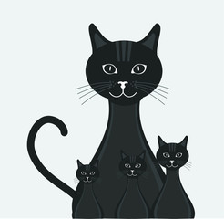 Silhouette of cat. Vector illustration. Cute pet. Human friendly, pet.