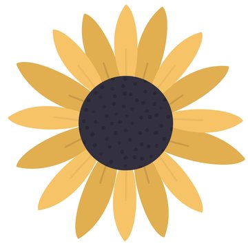 sunflower flat icon. summer and holiday concept. bright yellow flower element for festive design. botanical illustration