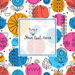 Linear flowers in Scandinavian style. Summer motive. Vector seamless pattern.