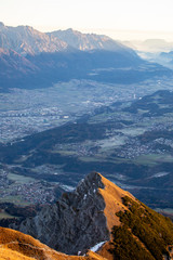 View from the Nockspitze with Innsbruck and the Inntal.