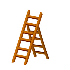 Stairs. Object for climbing to the top in isometric view. Cartoon flat illustration. Brown wooden stepladder