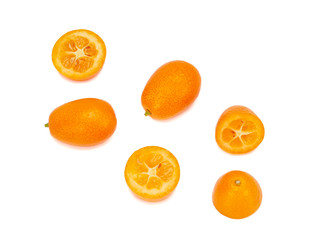 ripe kumquat fruits, isolated on a white background